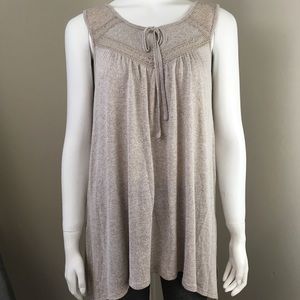 Women’s Jordache Tank Top Tan Medium Crochet Tie